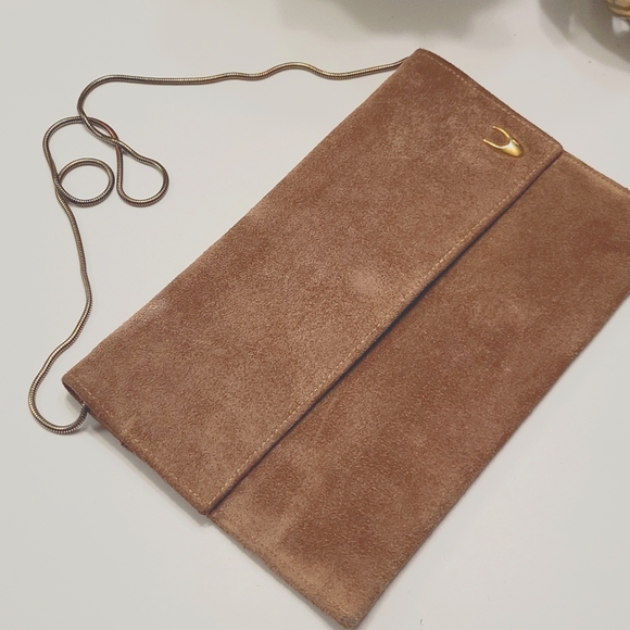 Vintage Shirl Miller Ltd. Brown Suede Envelope Clutch Bag - Picture 1 of 8